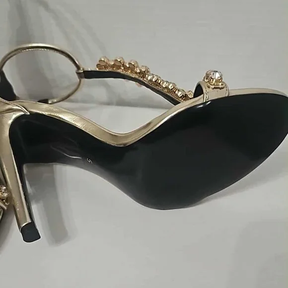 River Island White Crystal Barely there Embellished Heel Sandal - Picture 4 of 8